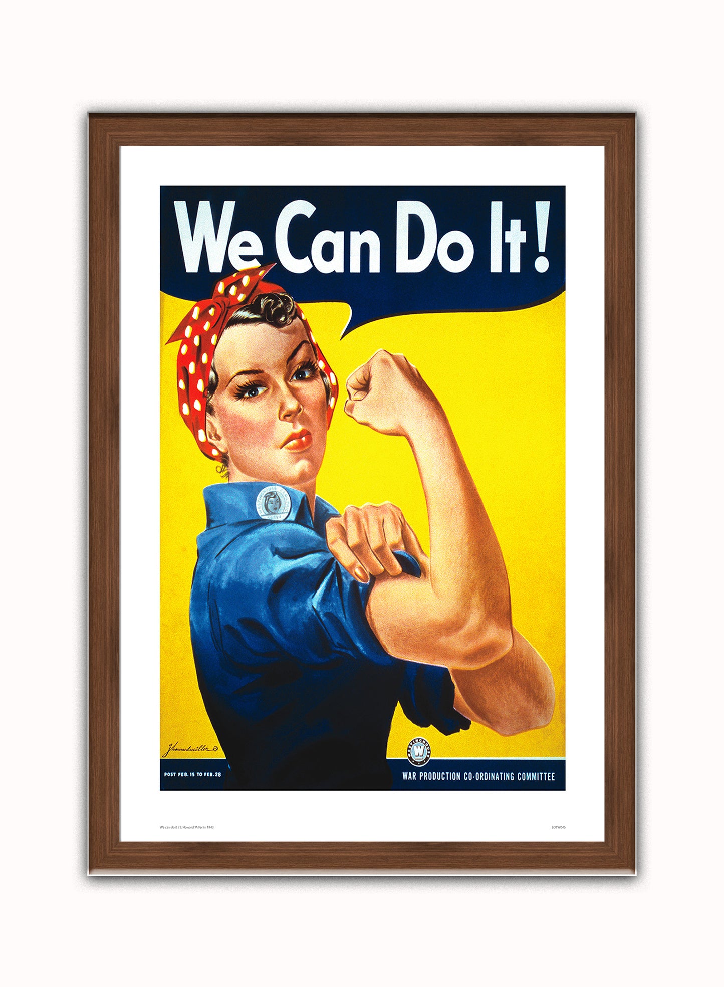 We Can Do It, Rosie the Riveter World War 2, Vintage Feminism Art Print Poster Vintage Poster Wall Art Print 50x70cm Dark Wood Frame