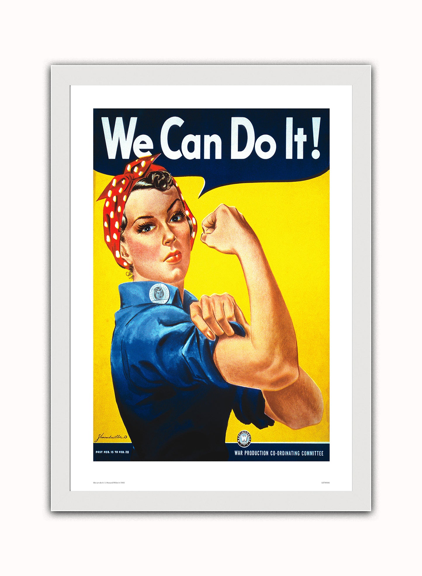 We Can Do It, Rosie the Riveter World War 2, Vintage Feminism Art Print Poster Vintage Poster Wall Art Print 50x70cm White Frame