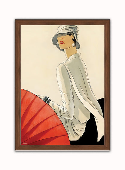 Porter Woodruff Fashion Art Print featured on Vogue January 1928 Vintage Art Wall Art Print Dark Wood Frame