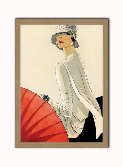 Porter Woodruff Fashion Art Print featured on Vogue January 1928 Vintage Art Wall Art Print Light Wood Frame