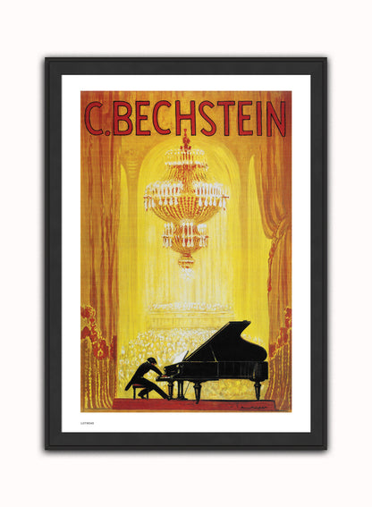 C._Bechstein 1920s Art Deco Pianist Art Print Poster Art Deco Wall Art Print 50x70cm Black Frame