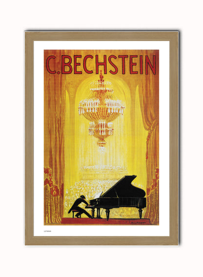 C._Bechstein 1920s Art Deco Pianist Art Print Poster Art Deco Wall Art Print 50x70cm Light Wood Frame