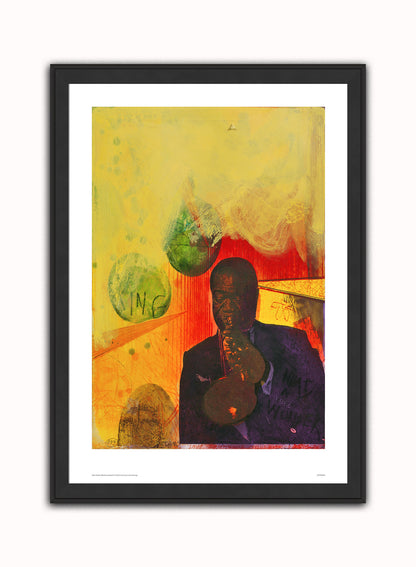 Adi Holzer Werksverzeichnis Satchmo (Louis Armstrong) Art Print Poster Vintage Poster Wall Art Print 50x70cm Black Frame