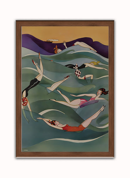 Annie Harriet Fish, Fashion Art Print Featured on Vanity Fair Cover Febuary 1924 Vintage Art Wall Art Print Dark Wood Frame