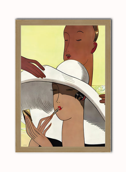 Marion Wildman , Fashion Art Print Featured on Vanity Fair Cover June 1929 Vintage Art Wall Art Print Light Wood Frame