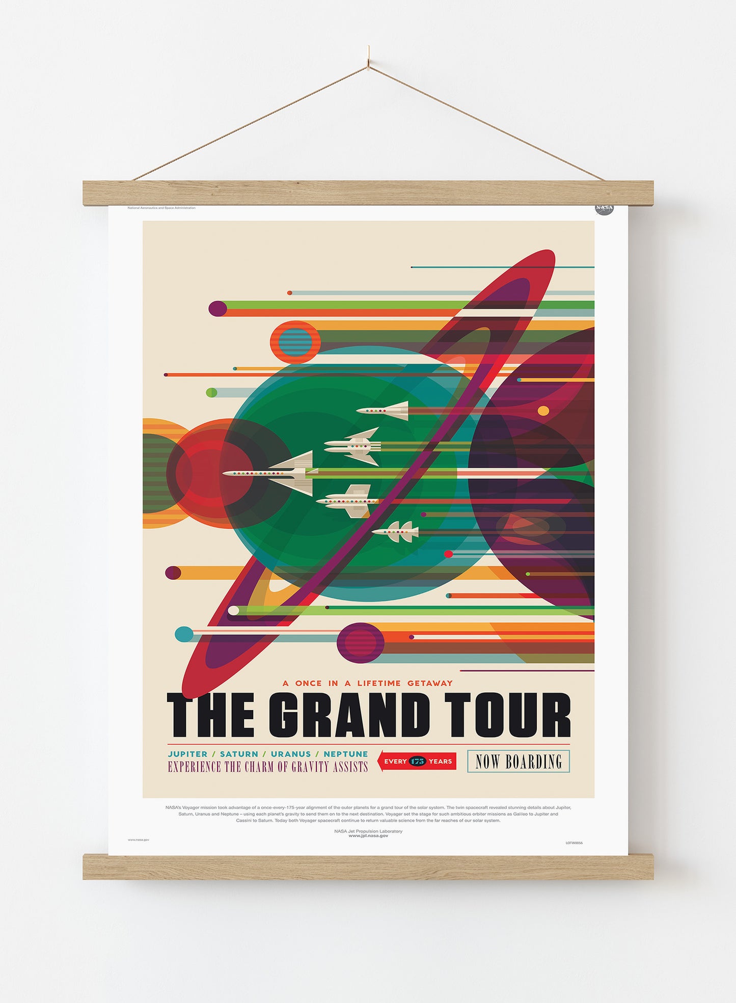 The Grand Tour, The Great Voyage Space Travel, Tourism NASA, Solar System, Planets, Rocketship Art Print Poster Vintage Poster Wall Art Print 50x70cm Poster Hanger