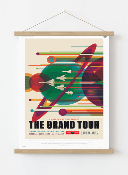The Grand Tour, The Great Voyage Space Travel, Tourism NASA, Solar System, Planets, Rocketship Art Print Poster Vintage Poster Wall Art Print 50x70cm Poster Hanger