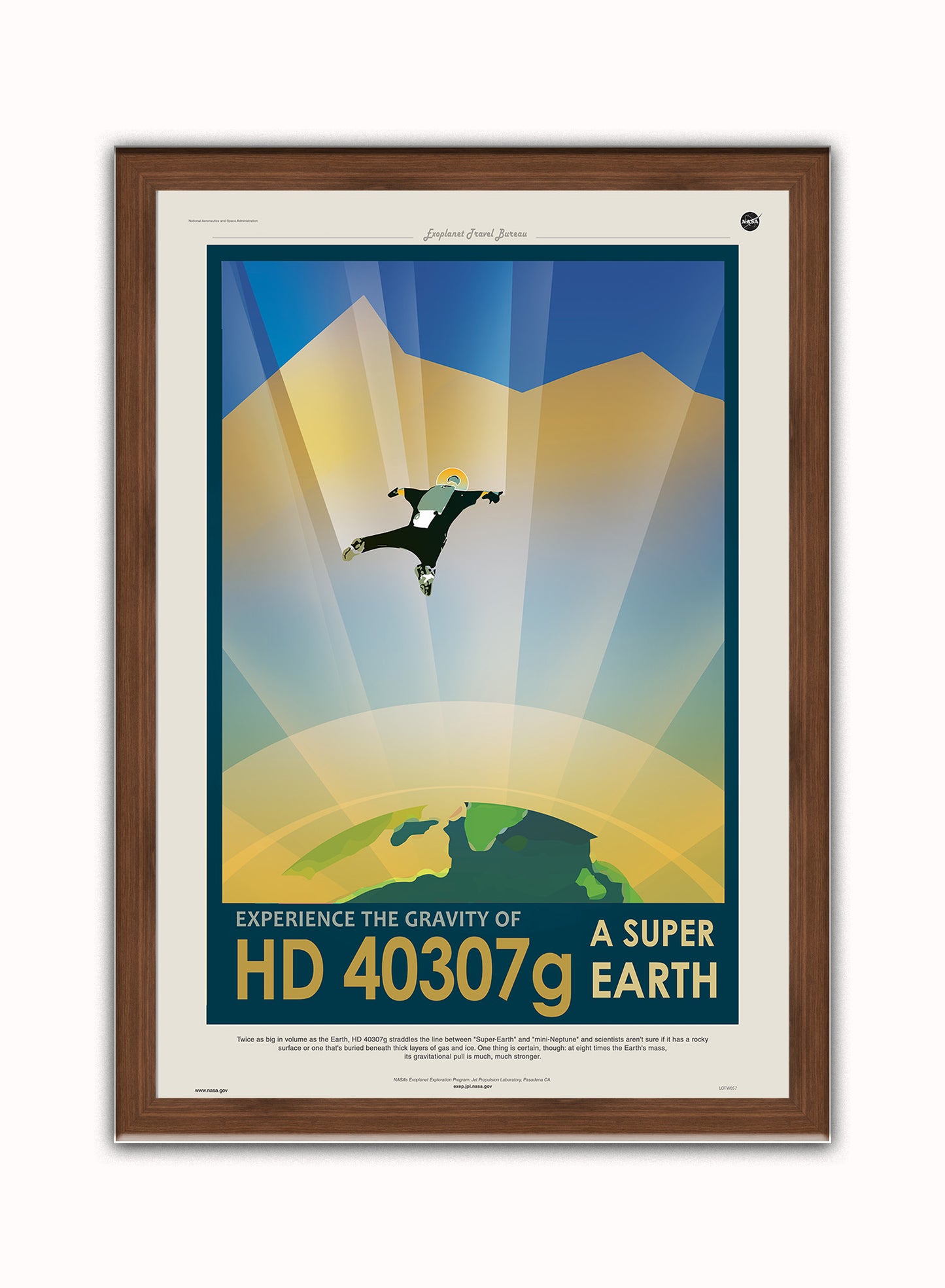 hd40307G, Space Travel, Tourism NASA, Anti Gravity, Solar System, Planets Art Print Poster Vintage Poster Wall Art Print 50x70cm Dark Wood Frame