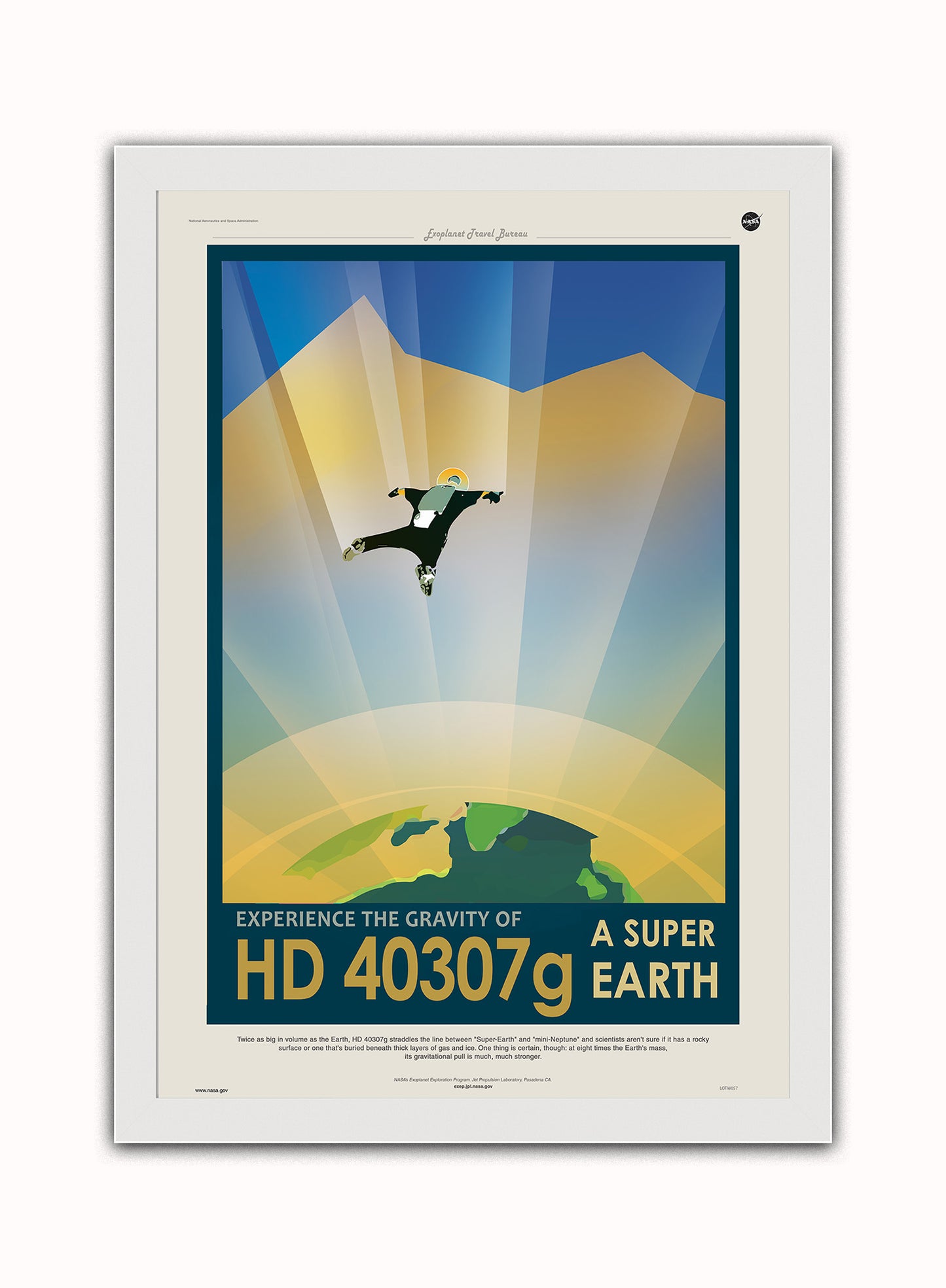 hd40307G, Space Travel, Tourism NASA, Anti Gravity, Solar System, Planets Art Print Poster Vintage Poster Wall Art Print 50x70cm White Frame