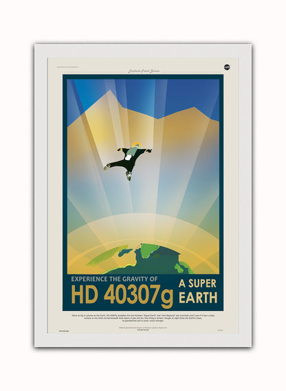 hd40307G, Space Travel, Tourism NASA, Anti Gravity, Solar System, Planets Art Print Poster Vintage Poster Wall Art Print 50x70cm White Frame