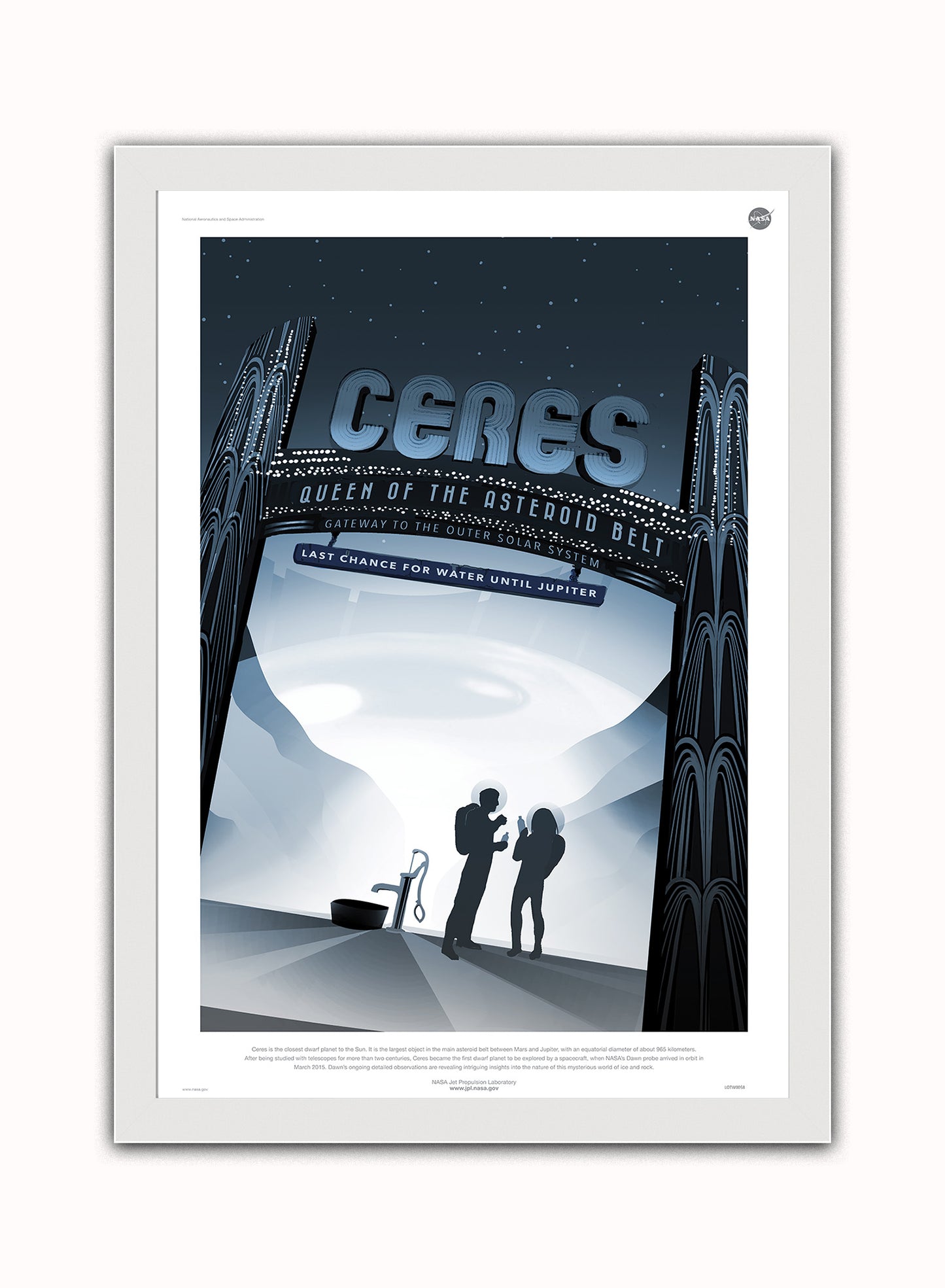 Ceres, Space Travel, Tourism NASA, Solar System, Planets Art Print Poster Vintage Poster Wall Art Print 50x70cm White Frame
