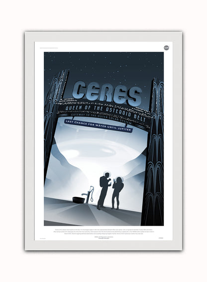Ceres, Space Travel, Tourism NASA, Solar System, Planets Art Print Poster Vintage Poster Wall Art Print 50x70cm White Frame