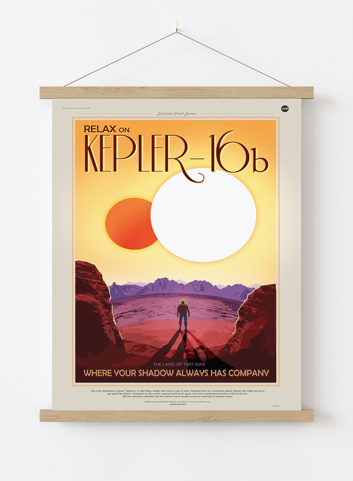 Kepler16b, Space Travel, Tourism NASA, Solar System, Planets Art Print Poster Vintage Poster Wall Art Print 50x70cm Poster Hanger
