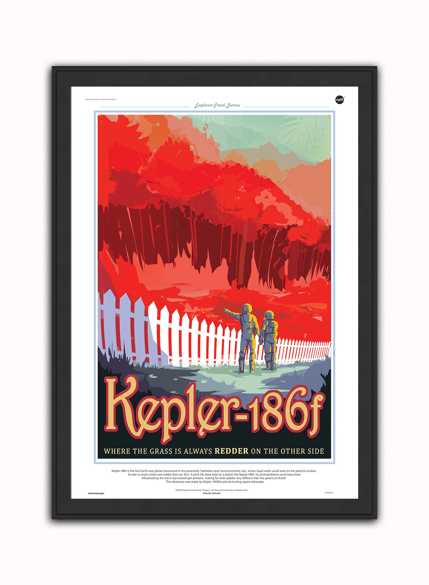Kepler 186f, Space Travel, Tourism NASA, Solar System, Planets Art Print Poster Vintage Poster Wall Art Print 50x70cm Black Frame