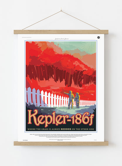Kepler 186f, Space Travel, Tourism NASA, Solar System, Planets Art Print Poster Vintage Poster Wall Art Print 50x70cm Poster Hanger