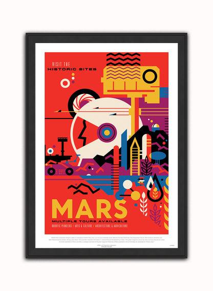 Mars, The Great Voyage, Space Travel, Tourism NASA, Solar System, Planets Art Print Poster Vintage Poster Wall Art Print 50x70cm Black Frame