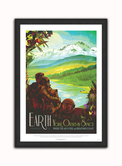 Earth, The Great Voyage, Space Travel, Tourism NASA, Solar System, Planets, Art Print Poster Vintage Poster Wall Art Print 50x70cm Black Frame