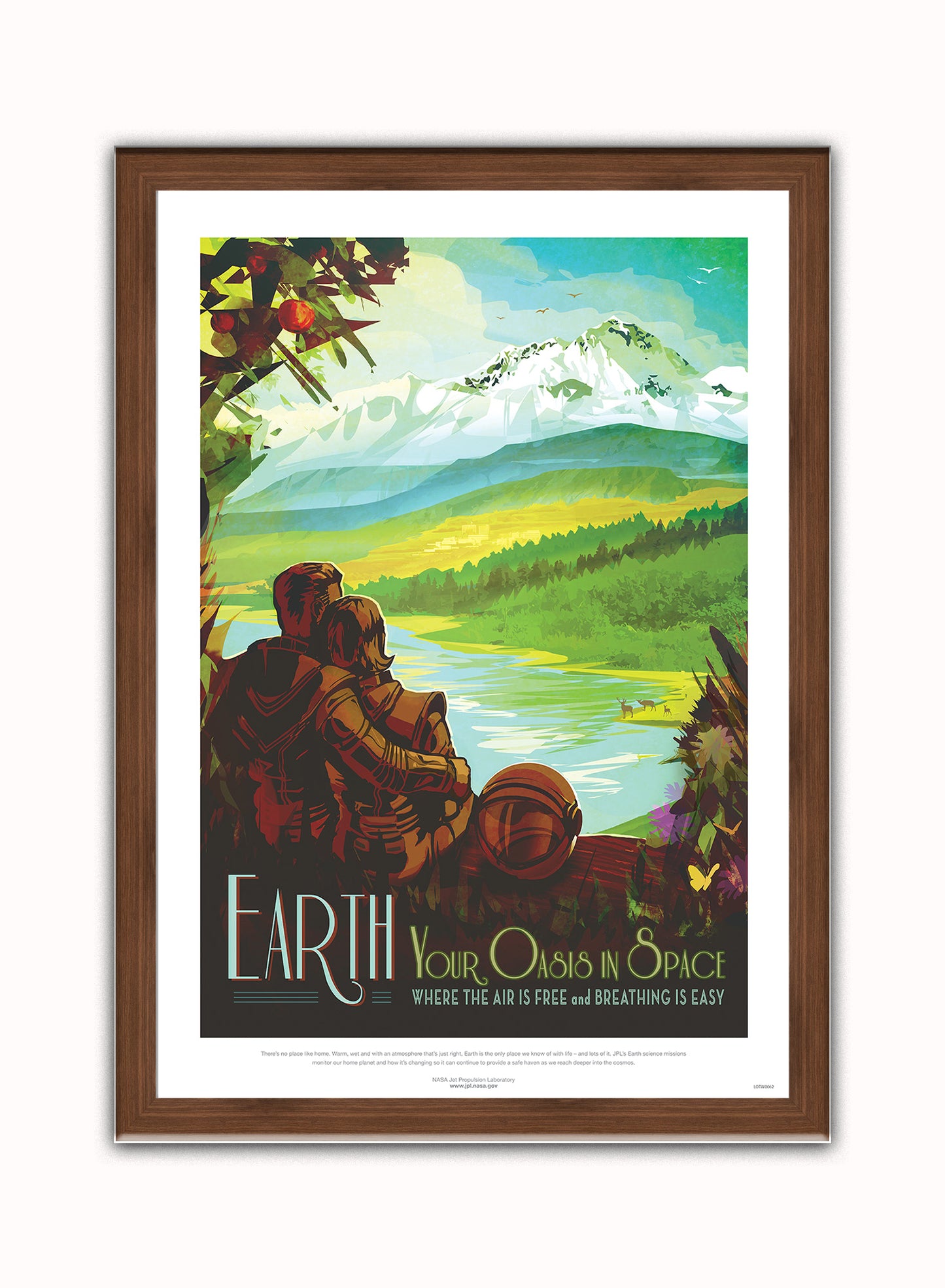 Earth, The Great Voyage, Space Travel, Tourism NASA, Solar System, Planets, Art Print Poster Vintage Poster Wall Art Print 50x70cm Dark Wood Frame
