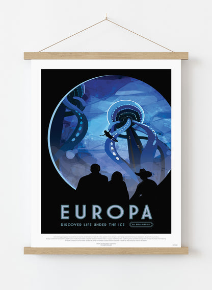 Europa, The Great Voyage, Space Travel, Tourism NASA, Solar System, Planets Art Print Poster Vintage Poster Wall Art Print 50x70cm Poster Hanger