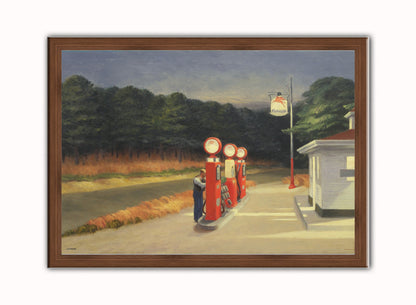 Gas, 1940 Edward Hopper Vintage Art Wall Art Print 50x70cm Dark Wood Frame