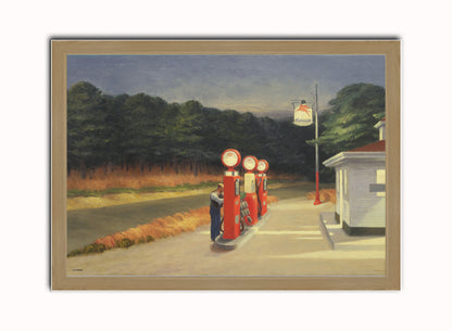 Gas, 1940 Edward Hopper Vintage Art Wall Art Print 50x70cm Light Wood Frame