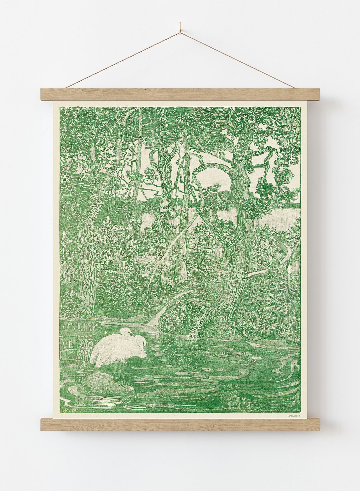 Two Herons in a Forest Pond Print – Theo Van Hoytema Vintage Art Wall Art 50x70cm Poster Hanger