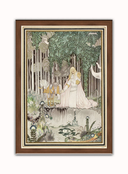 Kay Nielson, Illustration, Enchanted, Medieval, Fantasy Art Print Poster Vintage Poster Wall Art Print 50x70cm Dark Wood Frame