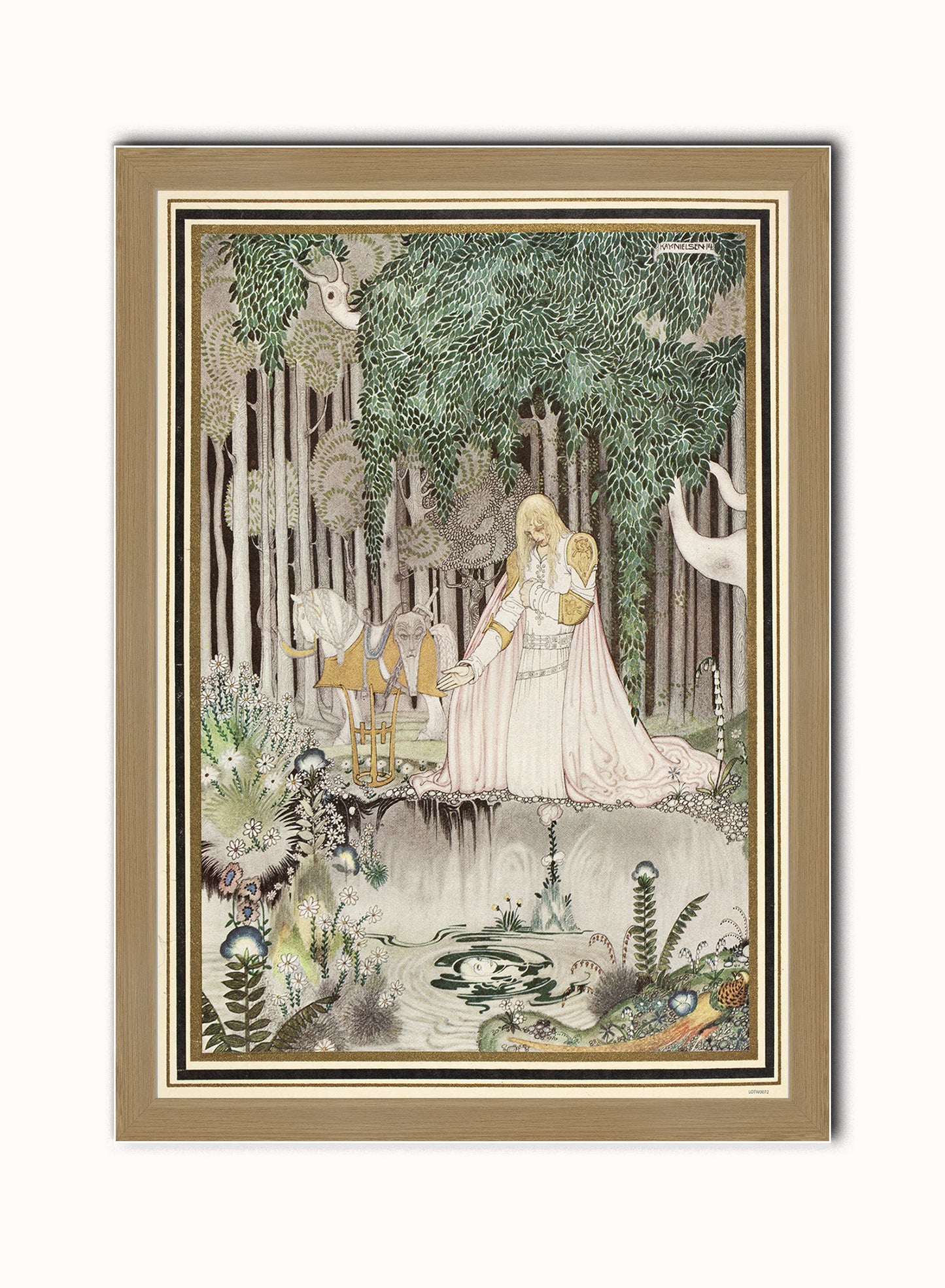 Kay Nielson, Illustration, Enchanted, Medieval, Fantasy Art Print Poster Vintage Poster Wall Art Print 50x70cm Light Wood Frame