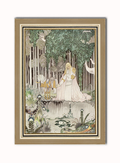 Kay Nielson, Illustration, Enchanted, Medieval, Fantasy Art Print Poster Vintage Poster Wall Art Print 50x70cm Light Wood Frame