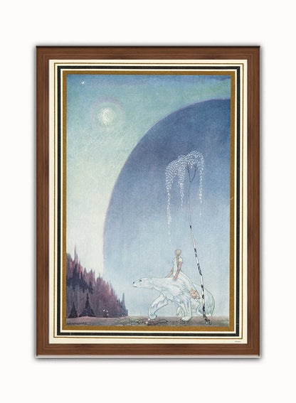 Kay Nielson, Illustration, Enchanted, Medieval, Fantasy, White Bear Art Print Poster Vintage Poster Wall Art Print 50x70cm Dark Wood Frame
