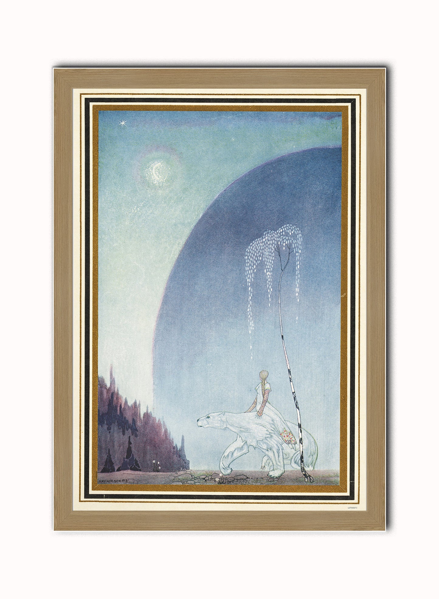 Kay Nielson, Illustration, Enchanted, Medieval, Fantasy, White Bear Art Print Poster Vintage Poster Wall Art Print 50x70cm Light Wood Frame