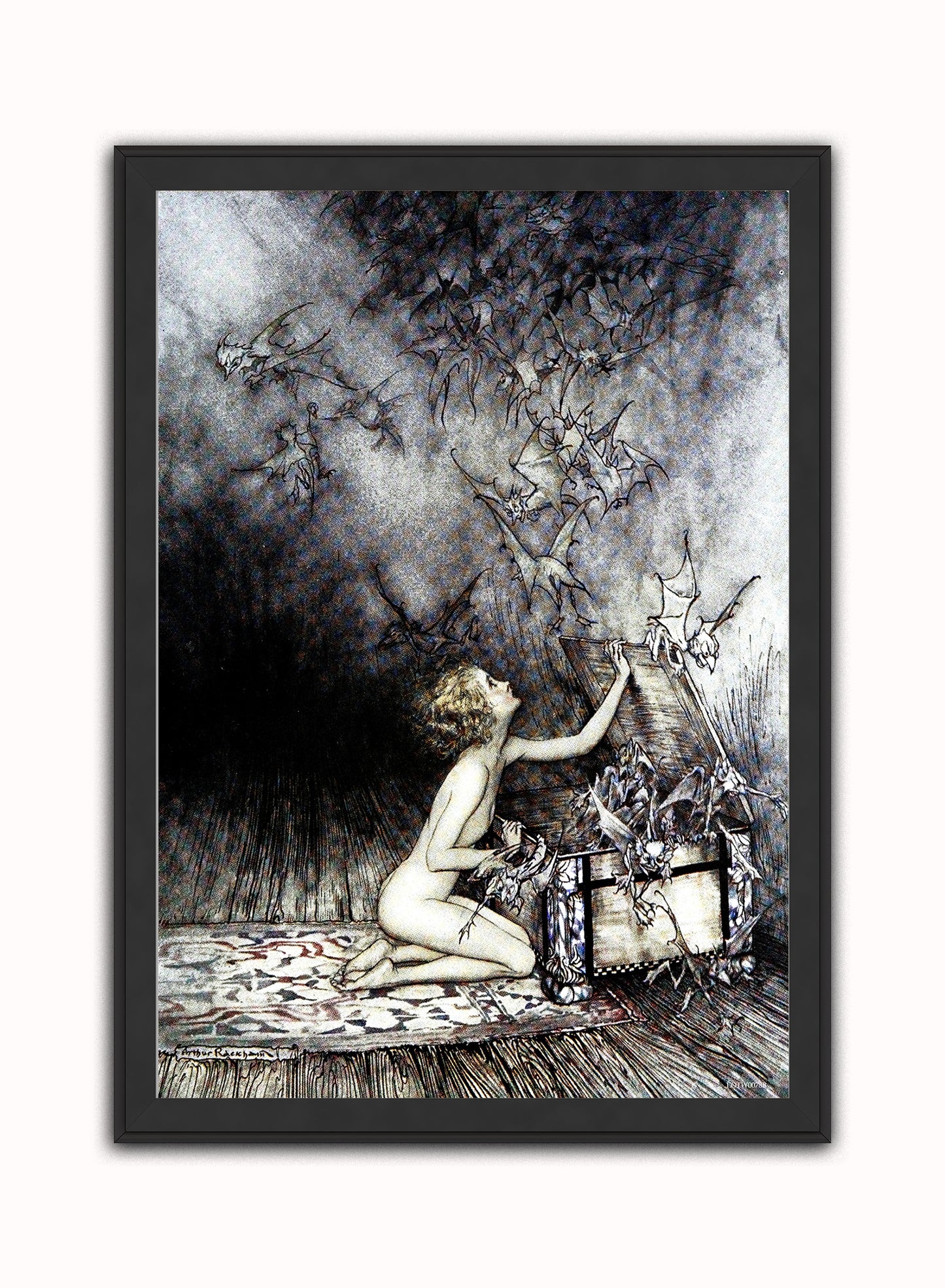 Pandora's Box by Arthur Rackham Print – Arthur Rackham Vintage Art Wall Art 50x70cm Black Frame