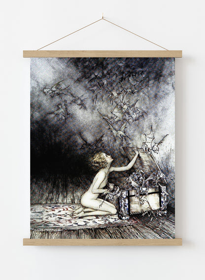 Pandora's Box by Arthur Rackham Print – Arthur Rackham Vintage Art Wall Art 50x70cm Poster Hanger
