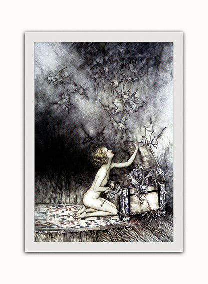 Pandora's Box by Arthur Rackham Print – Arthur Rackham Vintage Art Wall Art 50x70cm White Frame