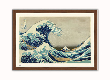 Hokusai The Great Wave of Kanagawa Art Print Poster Vintage Poster Wall Art Print 50x70cm Dark Wood Frame