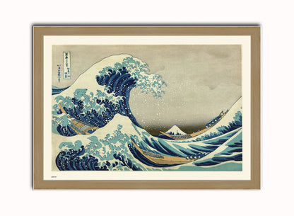Hokusai The Great Wave of Kanagawa Art Print Poster Vintage Poster Wall Art Print 50x70cm Light Wood Frame