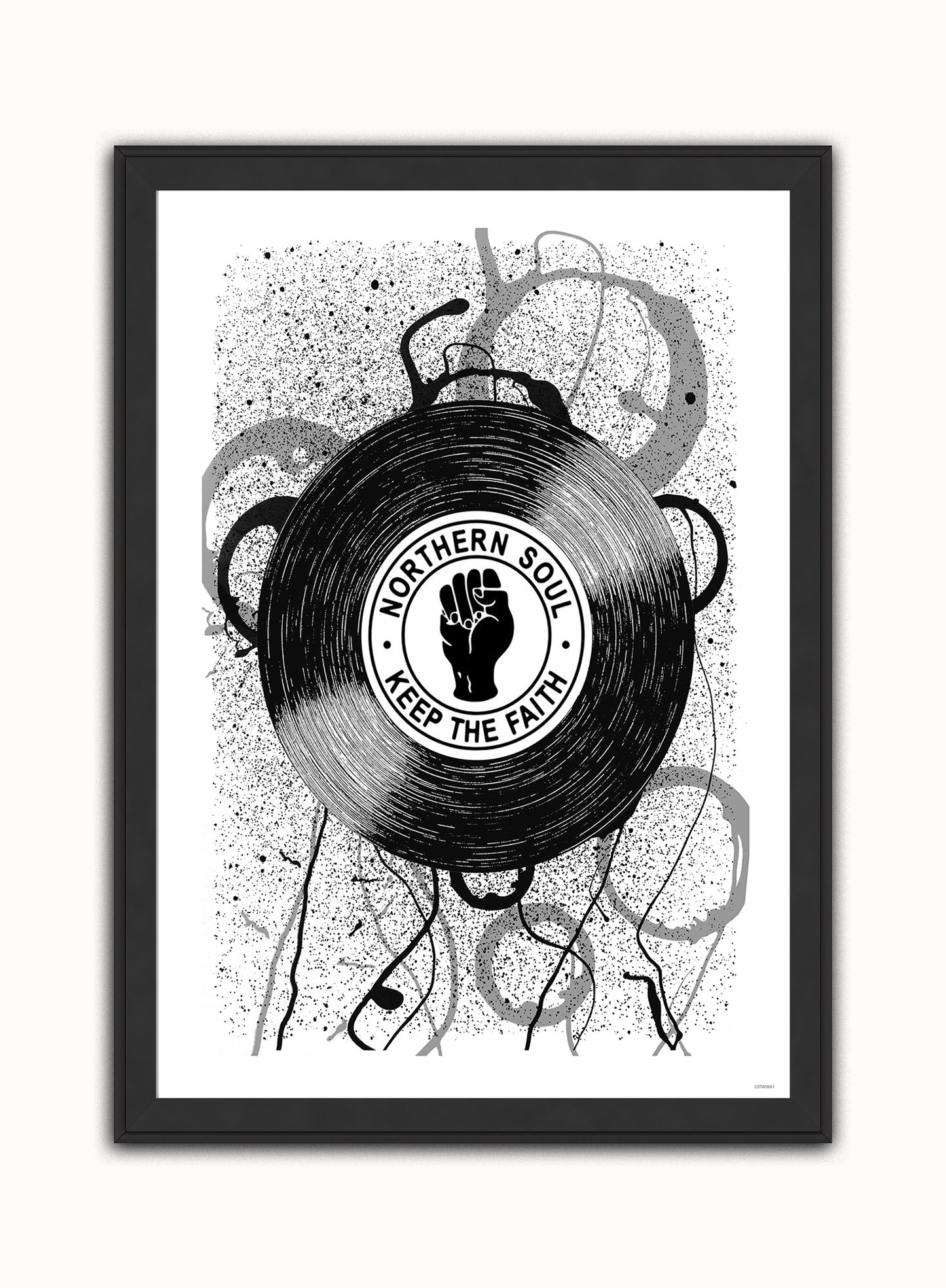 Northern Soul, Keep The Faith, Records, Vinyl, Wigan Casino Art Print Poster Vintage Poster Wall Art Print 50x70cm Black Frame