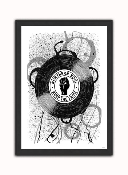 Northern Soul, Keep The Faith, Records, Vinyl, Wigan Casino Art Print Poster Vintage Poster Wall Art Print 50x70cm Black Frame