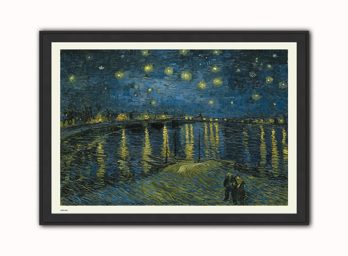 Stars over the Rhone by Vincent Van Gough Print – Vincent Van Gough Vintage Art Wall Art 50x70cm Black Frame