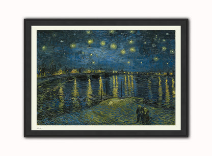 Stars over the Rhone by Vincent Van Gough Print – Vincent Van Gough Vintage Art Wall Art 50x70cm Black Frame