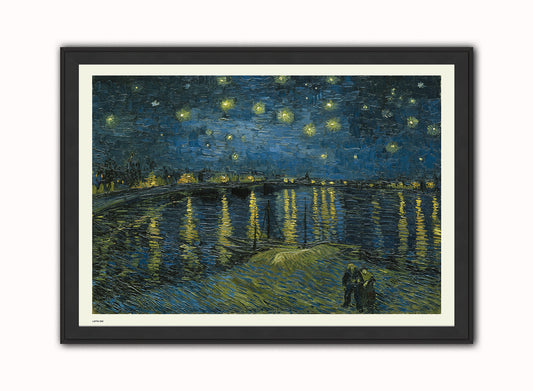 Stars over the Rhone by Vincent Van Gough Print – Vincent Van Gough Vintage Art Wall Art 50x70cm Black Frame