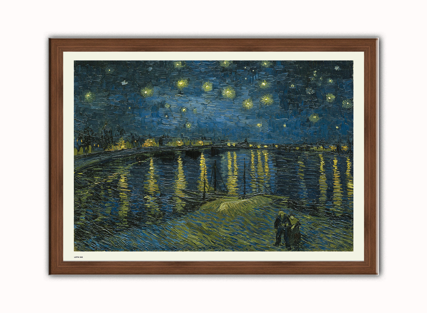 Stars over the Rhone by Vincent Van Gough Print – Vincent Van Gough Vintage Art Wall Art 50x70cm Dark Wood Frame
