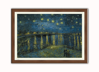 Stars over the Rhone by Vincent Van Gough Print – Vincent Van Gough Vintage Art Wall Art 50x70cm Dark Wood Frame
