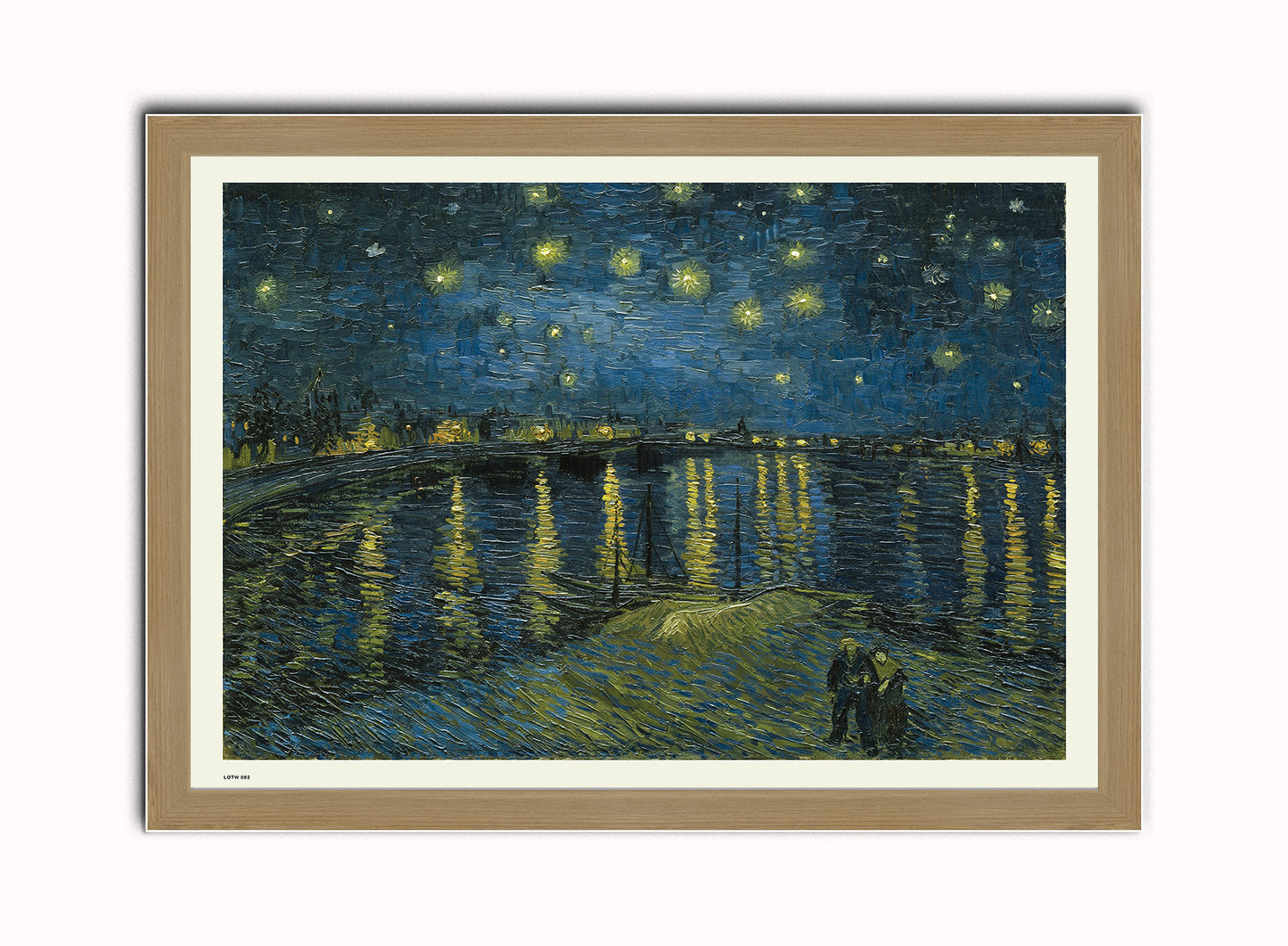 Stars over the Rhone by Vincent Van Gough Print – Vincent Van Gough Vintage Art Wall Art 50x70cm Light Wood Frame