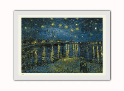 Stars over the Rhone by Vincent Van Gough Print – Vincent Van Gough Vintage Art Wall Art 50x70cm White Frame