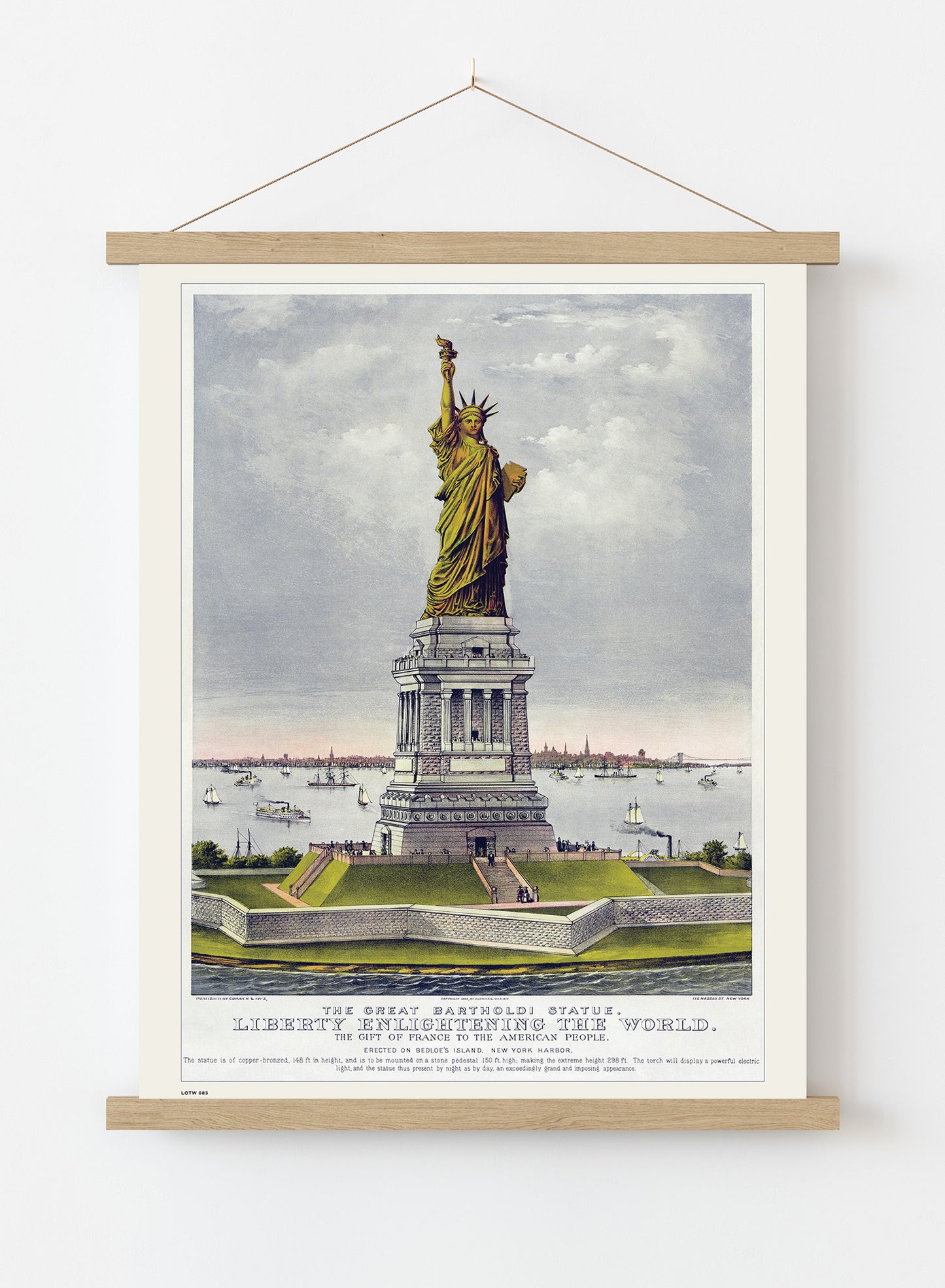 New York Statue of Libery, Vintage American Illustrated Art Print Poster Vintage Poster Wall Art Print 50x70cm Poster Hanger