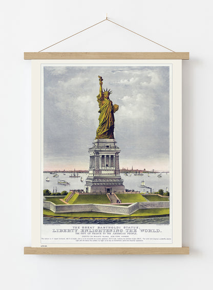 New York Statue of Libery, Vintage American Illustrated Art Print Poster Vintage Poster Wall Art Print 50x70cm Poster Hanger