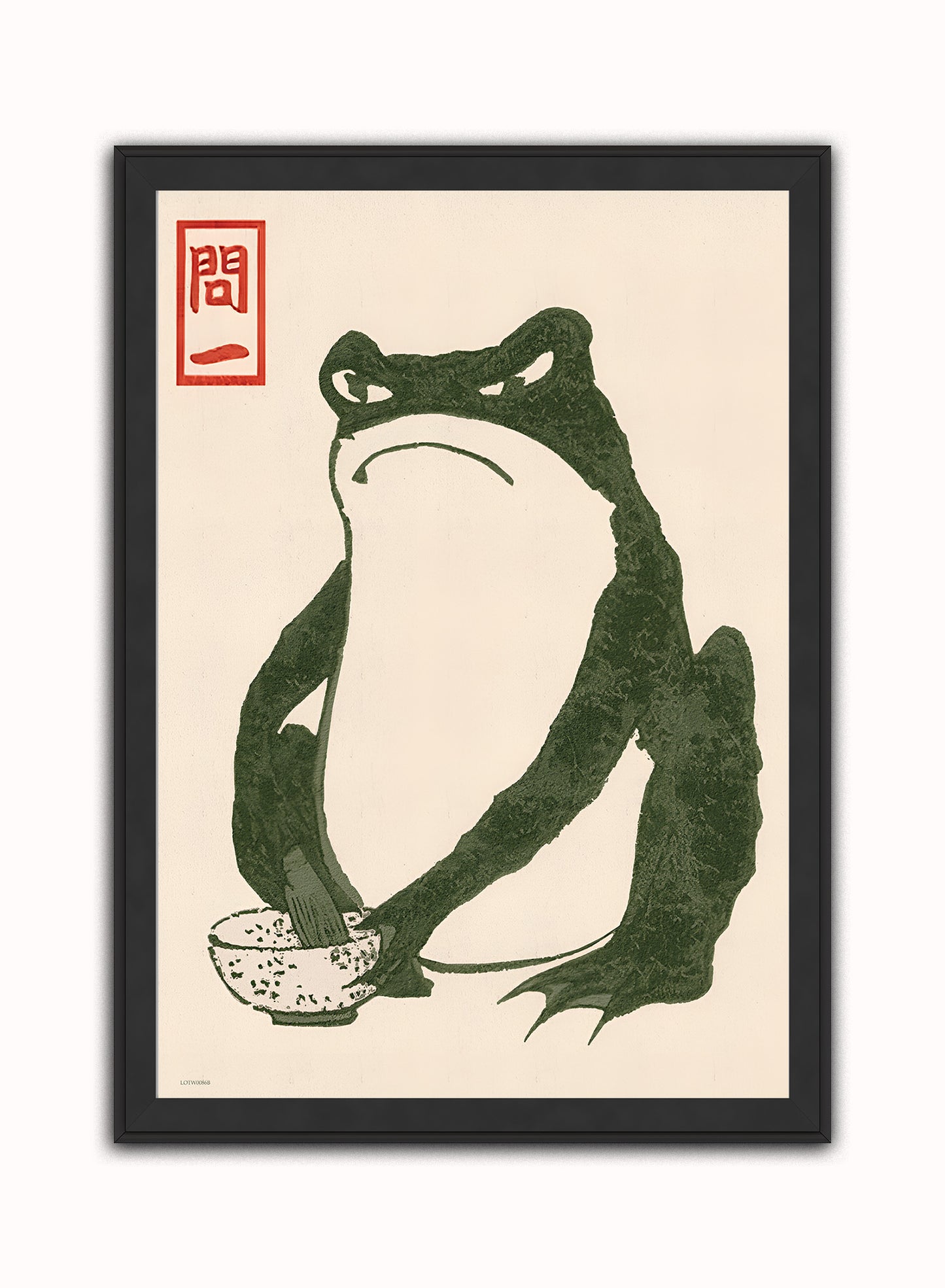 Japanese Angry Frog by Matsumoto Hoji Print – Matsumoto Hoji Japanese Wall Art 50x70cm Black Frame