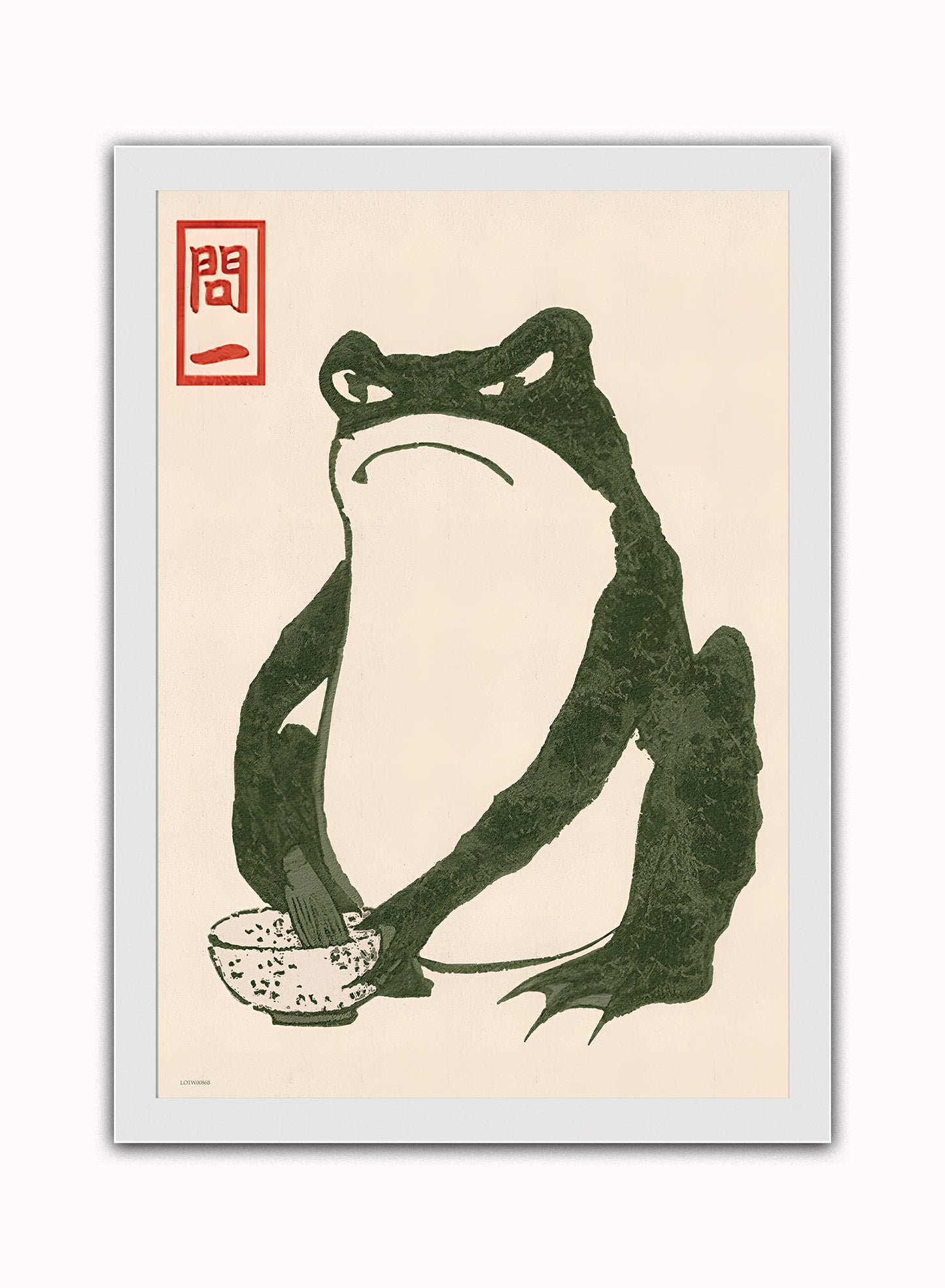 Japanese Angry Frog by Matsumoto Hoji Print – Matsumoto Hoji Japanese Wall Art 50x70cm White Frame