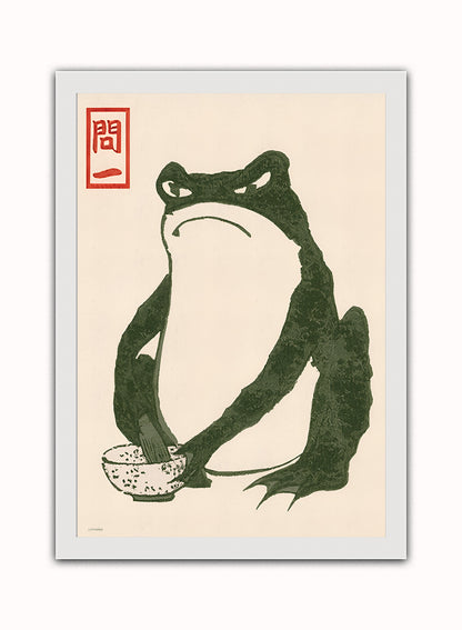 Japanese Angry Frog by Matsumoto Hoji Print – Matsumoto Hoji Japanese Wall Art 50x70cm White Frame